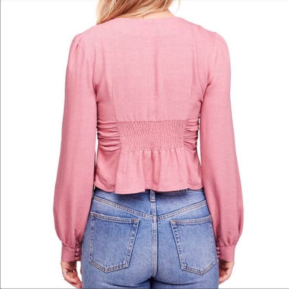 FREE PEOPLE | Maise Top Rose Pink Blouson Long Sleeves XS - Picture 2 of 12